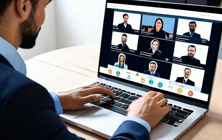 Virtual Conference Networking**

"A professional attending a virtual conference in a well-lit home office, fully clothed in business casual attire, participating in a networking session on a laptop. Background shows a virtual conference platform interface with multiple attendees. Safe for work, appropriate content, professional, perfect anatomy, correct proportions, natural pose, well-formed hands, proper finger count, natural body proportions, high quality."

**