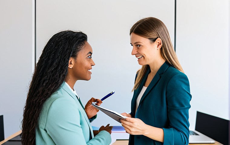 **Prompt:** Two entrepreneurs collaborating on a side hustle, reviewing a Trello board in a bright, modern co-working space. One is pointing at a task, the other is taking notes. Fully clothed, professional attire, diverse individuals, safe for work, perfect anatomy, correct proportions, natural pose, well-lit, high quality.