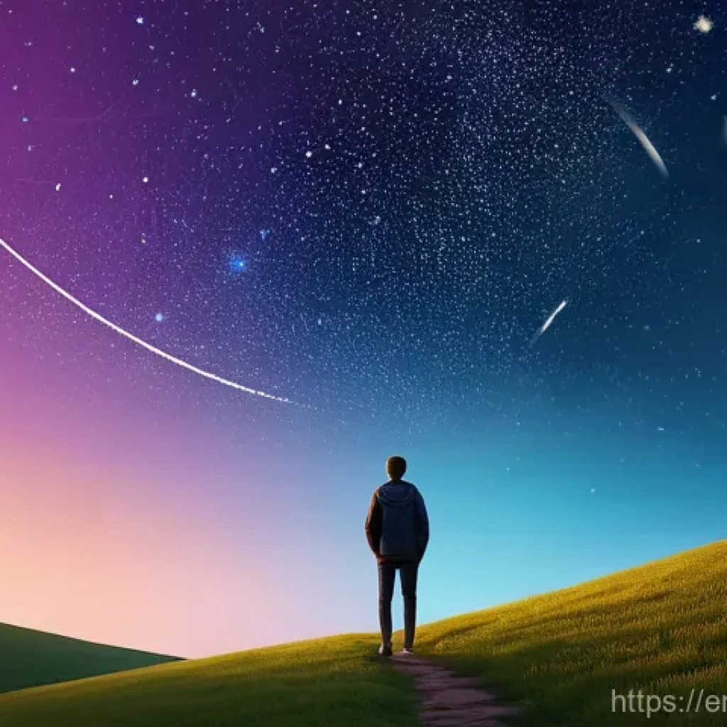 부업 선택 후 지속적인 동기 부여 방법 - **Prompt:** A person stands on a gentle hill under a twilight sky, looking up at a vibrant, stylized...