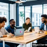 Home 22 부업과 관련된 정보 플랫폼 활용법 - **Online Community & Collaboration:**
A vibrant, modern co-working space filled with natural lig...